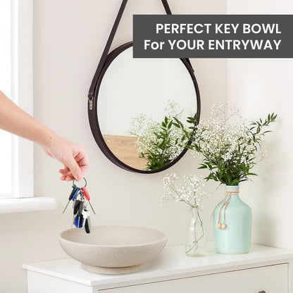 Large Decorative Bowl,Modern Fruit Bowl for Kitchen Counter,Handicraft Decorative Bowls for Home Decor,Stylish Key Bowl for Entry Table - Artificial Stone Beige5