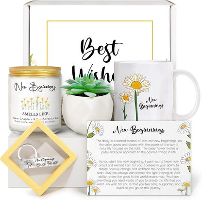 New Beginnings Box Gifts for Women, Farewell Gifts for Coworkers, Self, New Job Going Away Break up Divorce Goodbye Good Luck Gift Basket, Self Care Gifts for Women Her Best Friends Sister Mom1
