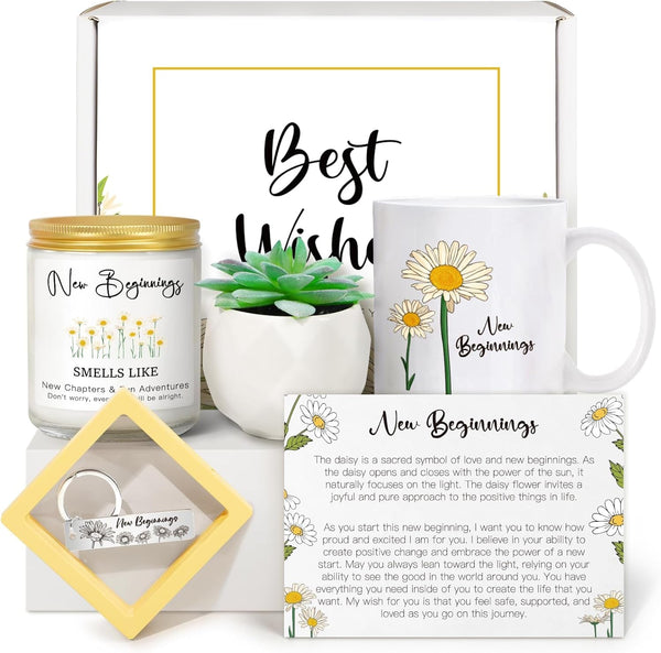 New Beginnings Box Gifts for Women, Farewell Gifts for Coworkers, Self, New Job Going Away Break up Divorce Goodbye Good Luck Gift Basket, Self Care Gifts for Women Her Best Friends Sister Mom1