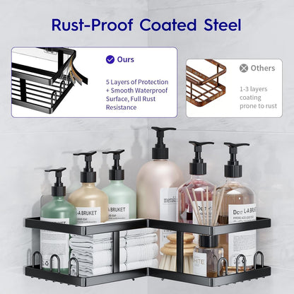 Shower Caddy Corner No Drilling-Adhesive, Shower Shelves-Rustproof2