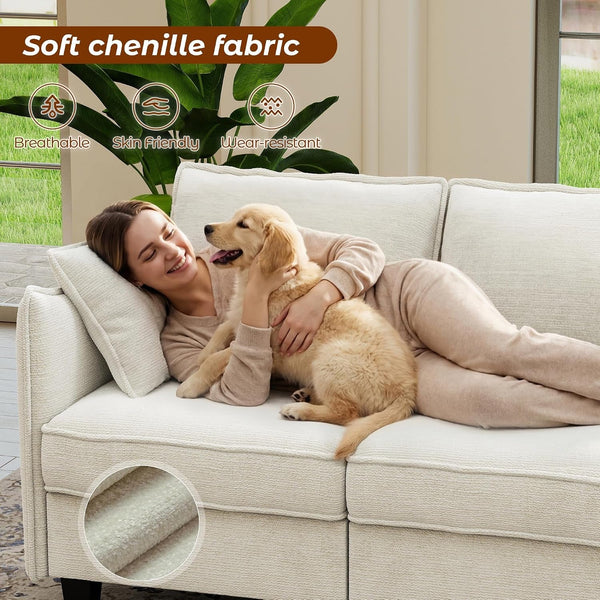 112" Modular Sectional Sofa U Shape Couches with Storage Ottoman and Washable Cushion Cover for Living Room, Bedroom, Apartment(Beige)4