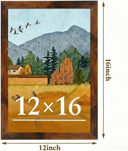 12X16 Picture Frame for Wall Display, 12X16 Brown Picture Frame with Shatter Resistant Plexiglass, Stable and Sturdy 12 X 16 Poster Frame for Wall Display, Handpicked Gift Collection, 1 Pack2