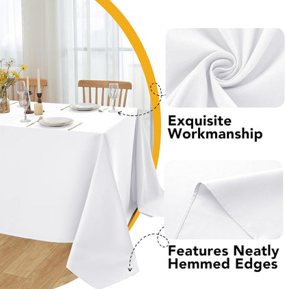 10-Pack White Tablecloths for Rectangle Tables, 60 X 102 Inches | Stain-Resistant Polyester Fabric for 6 Foot Tables - Washable Table Covers for Weddings, Banquets, Birthday, Parties, Events3