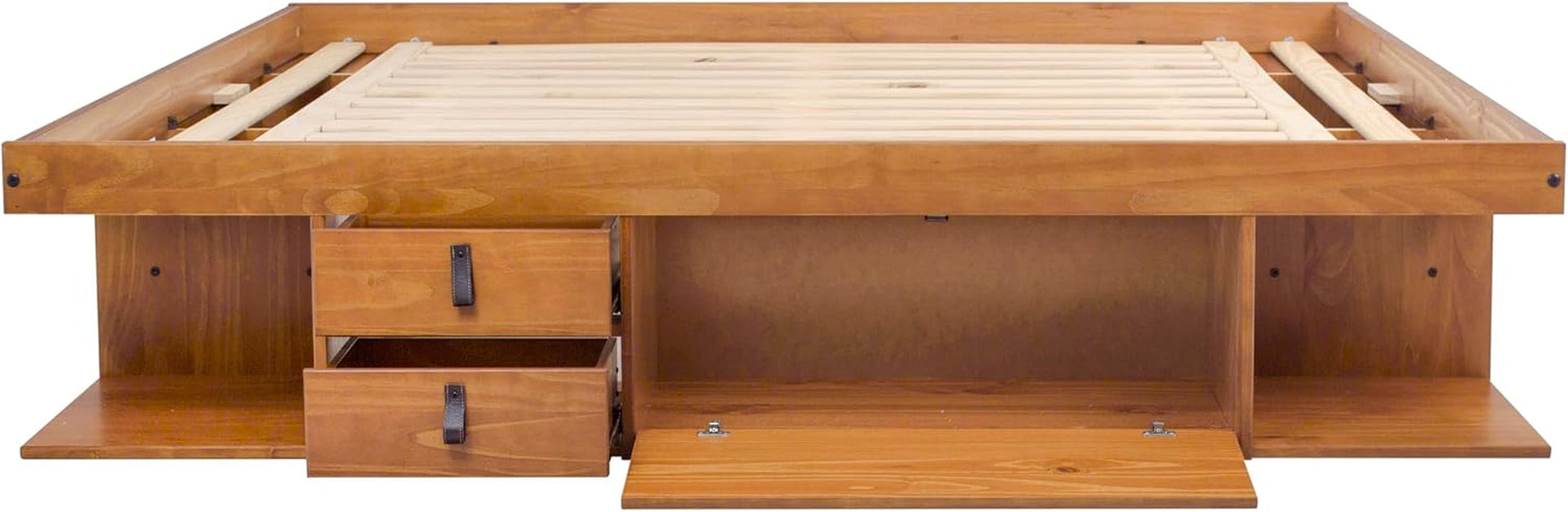 bali-king-size-storage-platform-bed-with-6-drawers-6-shelves-3-door-cabinets-2-pullout-nightstands-solid-pine-wood-bed-frame-with-underbed-storage-no-box-spring-needed-oak-brown