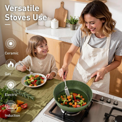 12 Piece Pots and Pans Set, Nonstick Kitchen Cookware Sets | Granite Pans Set for Cooking, Compatible with Induction, Gas & Electric Stoves, PFOA & PFOS Free, Even Heating, Easy to Clean3