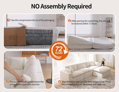 115" Modular Sectional Sofa, Modern Cloud Sectional Couch with Deep Seat, L-Shape Boneless Couch for Living Room,No Assembly Required, Brown3