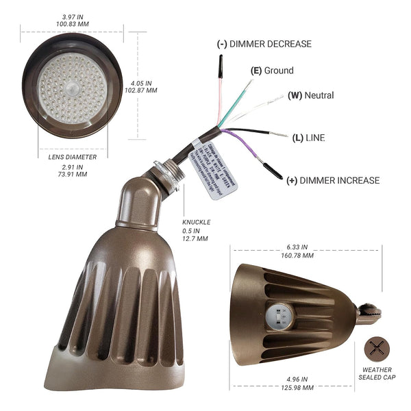25W Bronze LED Bullet Spot Light for Outdoor Landscapes, CCT 30K-50K5