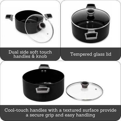 3 Qt Get a Grip 2.0 Aluminum Black Ceramic Dutch Oven with Glass Lid2