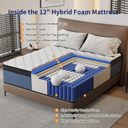 14 Inch Queen Mattress,Queen Size Mattress in a Box,Gel Memory Foam3