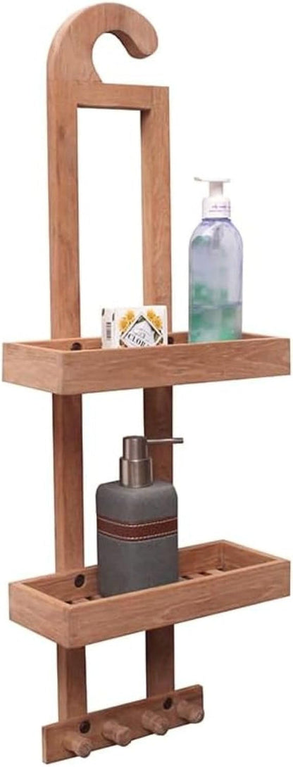 Wood Natural Hanging Shower Caddy with Storage Shelves, Water Resistant, Easy to Place, Select-Grade Solid Teak Wood, Shower Accessory (Natural Langr)8