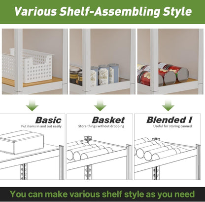 5 Tier White Shelving Unit Adjustable Metal Storage Utility Rack6