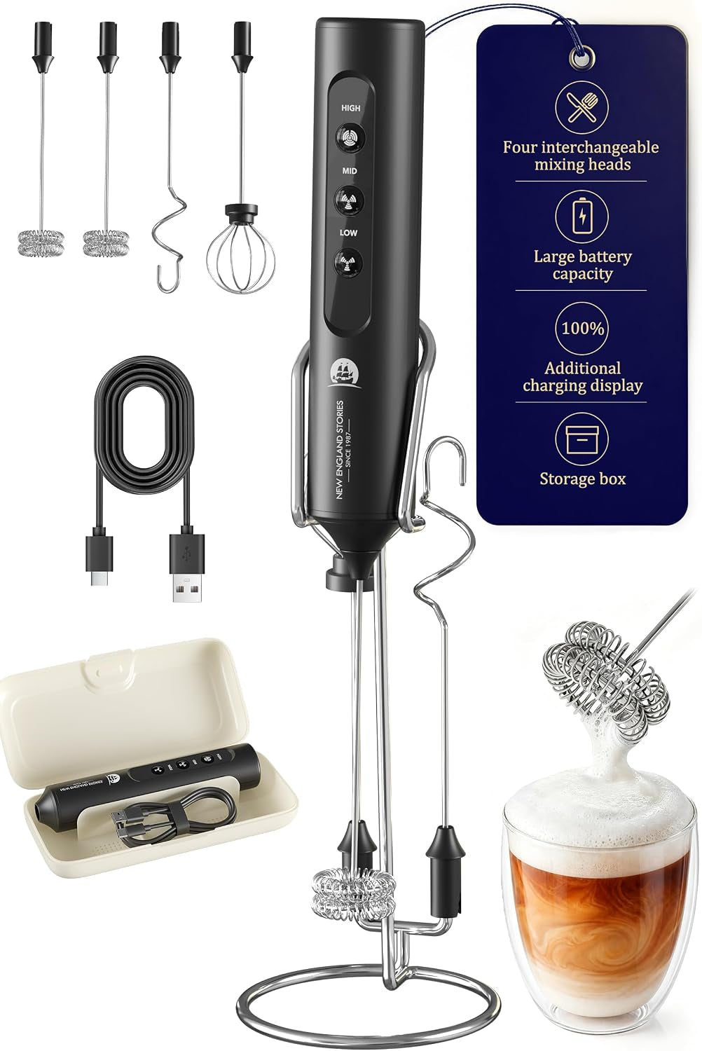 rechargeable-milk-frother-with-stand-4-interchangeable-whisks-travel-case-handheld-mixer-for-lattes-matcha-hot-chocolate-eggs-protein-shakes