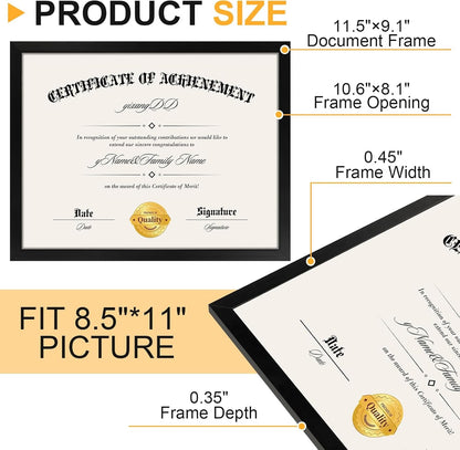 5 Pack Certificate Frames 8.5 X 11, College Diploma Frame, Black3