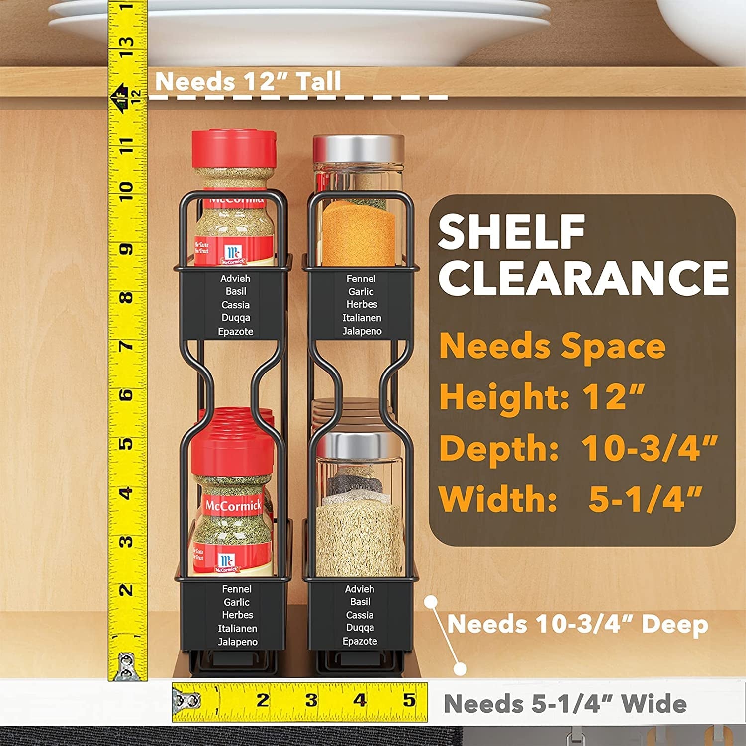 pull-out-spice-rack-organizer-for-cabinet-heavy-duty-slide-out-seasoning-kitchen-organizer-cabinet-organizer-with-labels-5-2-w-x10-75-d-x10-h-2-drawers-2-tier