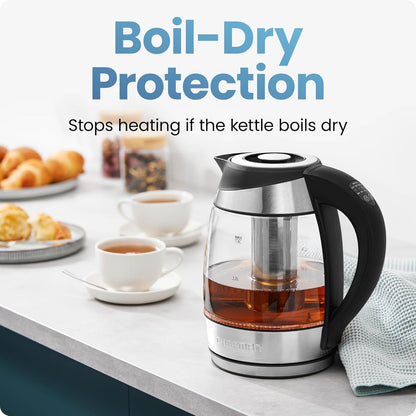 Electric Kettle with Temperature Control, 5 Presets LED Indicator Lights, Removable Tea Infuser, Glass Tea Kettle & Hot Water Boiler, 360° Swivel Base, BPA Free, Stainless Steel, 1.8 Liters6