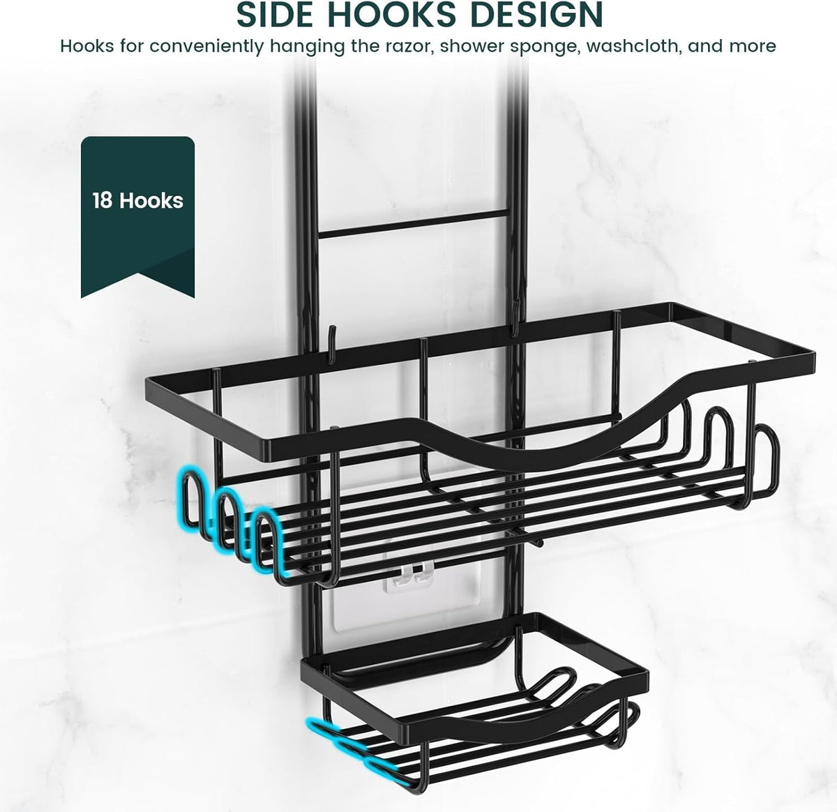 adjustable-shower-caddy-hanging-rustproof-shower-organizer-black