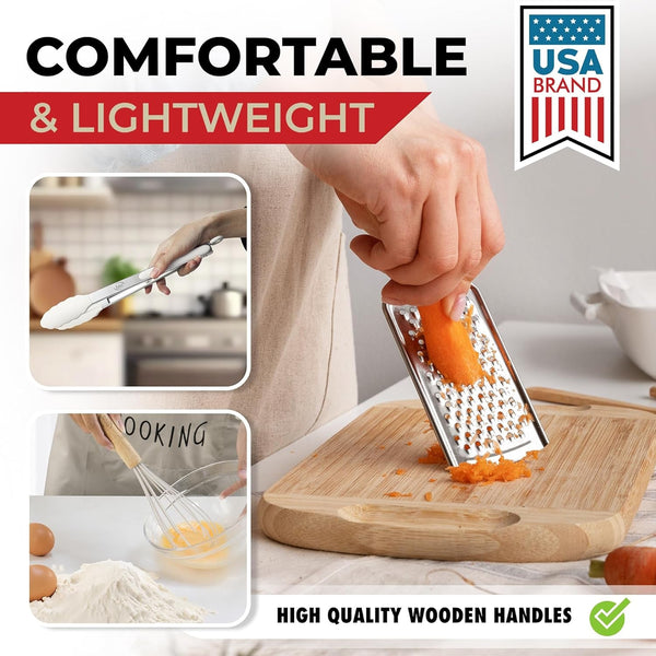 50 PCS Silicone Kitchen Utensils Set Complete Kitchen Set - 800°F Heat Resistant Non-Stick Premium Silicone Cooking Utensils W Wooden Handles - Can Opener, Masher, Turner, Silicone Spatula Set5