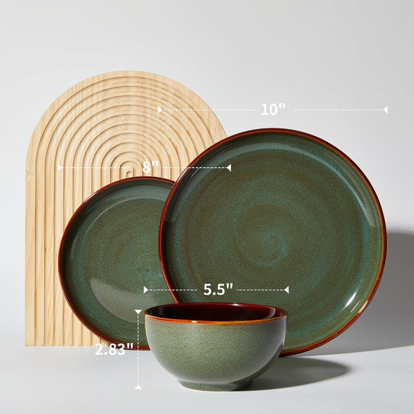 Ceramic Dinnerware Sets for 4, 12Pcs Plates and Bowls Sets Dish Set2