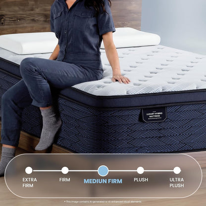 14 Inch Full Mattress, Luxury Euro Top Hybrid with Latex, 54X756