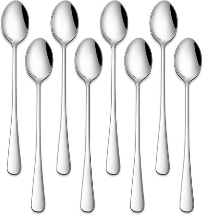 7.5 Inches Stainless Steel Iced Tea Spoons,Set of 8 Long Stirring Spoons for Coffee,Cocktail,Ice Cream,Long Handle Iced Teaspoons,Latte Spoons for Mixing1