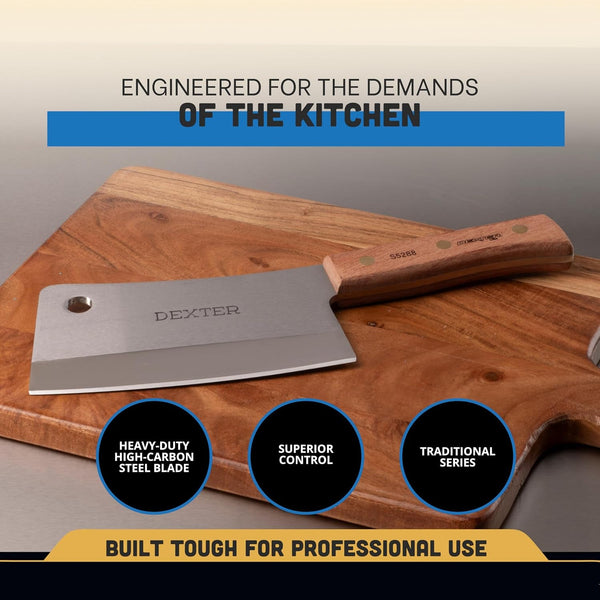 '-Russell S5288 8-Inch Heavy Duty Cleaver Knife, Traditional Series Professional Butcher and Chef Cleaver, High-Carbon Stainless Steel Blade with Riveted Rosewood Handle, USA Made4