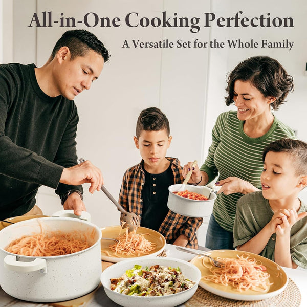 22-Piece Pots and Pans Set Non Stick with Removable Handles, Ceramic Cookware Set, Large-Capacity & Non Toxic, Induction & RV Compatible, Dishwasher Safe, PFAS/PTFE/PFOA Free, White6