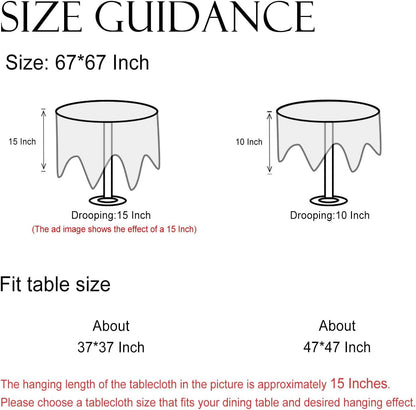 Designer Vintage round Linen Tablecloth,Diameter 67"-Grace A6