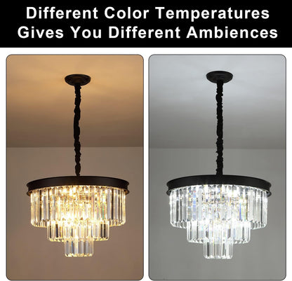 Black Crystal Chandelier Modern 20" round Light Fixtures for Living Room7