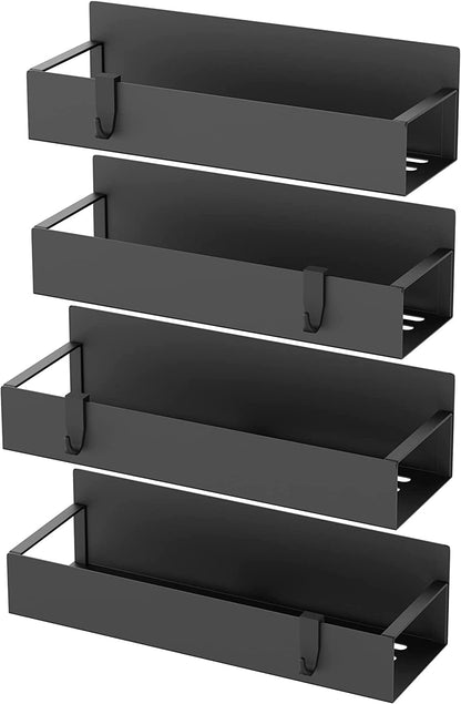 Metal Magnetic Spice Rack for Refrigerator Black, 4 Pack | Magnetic Shelves Heavy Duty for Fridge in Kitchen, Seasoning Storage Organizer, for Oven Washer and Dryer, for Heavier Items5