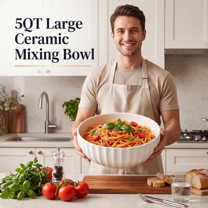 5 Qt Extra Large Ceramic Mixing Bowl, Big Serving Bowl for Kitchen6