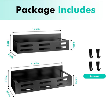 2 Pack Magnetic Spice Rack for Refrigerator, Black Magnetic Shelf and Fridge Kitchen Cabinet Organizers Storage Seasoning Organization Mini Shelves, Organizadores De Cocina2