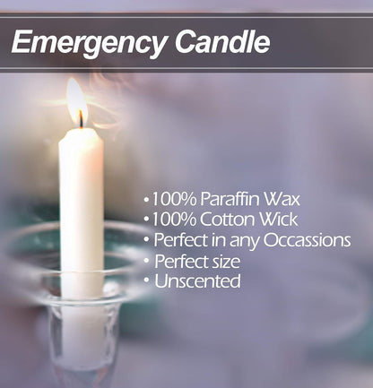 Emergency Candles, White Short Tapers, Unscented Emergency Candle for Home and Emergencies Kit (Pack of 24)4