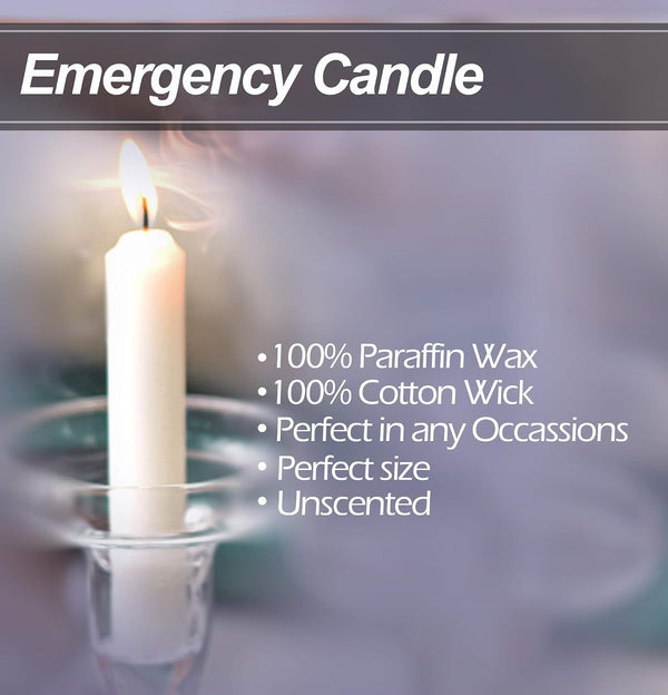 Emergency Candles, White Short Tapers, Unscented Emergency Candle for Home and Emergencies Kit (Pack of 24)4
