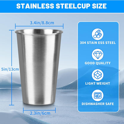 16 Oz Stainless Steel Pint Cups, 4Pack Steel Cup,Pint Cup Tumbler，Water Tumbler,Stackable,Reusable,Bpa Free, (4)2