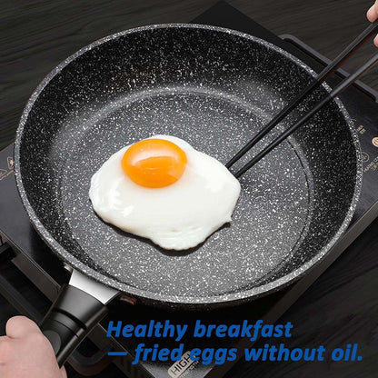 10 Inch Non-Stick Frying Pan Skillet, Egg Pan, Omelet Pan, Healthy Non-Toxic Maifan Stone Pan with Heat-Resistant Handle, Black4
