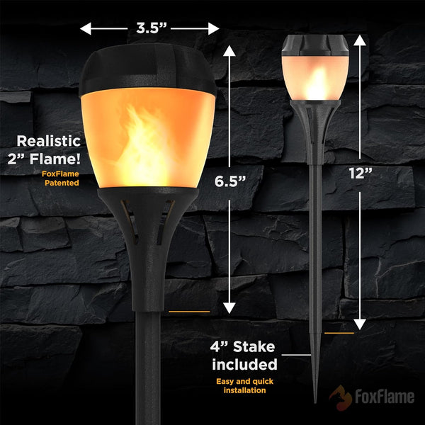 Solar Pathway Lights Outdoor Waterproof, Patented Fire Effect2