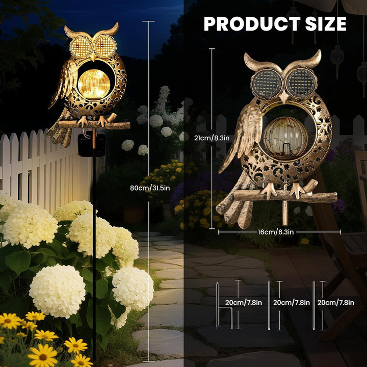 Solar Garden Lights Outdoor Decor,Owl Figurine Light Stake,Garden Decorative for Patio,Yard,Landscape,Gardening Gift Ideas for Mom Grandma+2