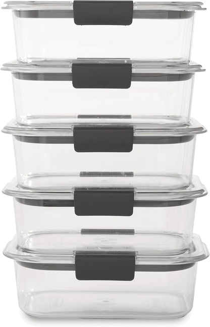 Rubbermaid Brilliance Tritan Plastic Food Storage Containers BPA Free Airtight Lids Ideal for Lunch Meal Prep & Leftovers Set of 5 (3.2 Cup)2