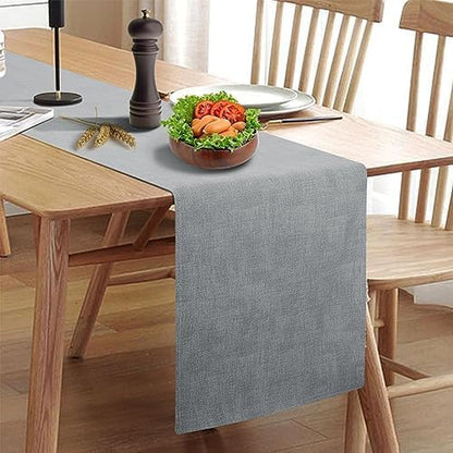 Wipeable Table Runner, Thick Farmhouse Dresser Runner, Rustic for Kitchen, Bedroom, Living Room, Indoor and Outdoor (48'', Grey)1