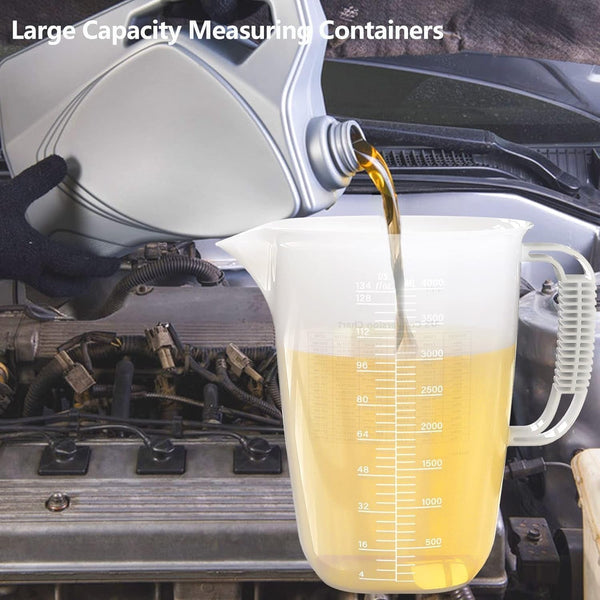 1 Gallon Measuring Pitcher-Convenient Conversion Chart,134Oz Extra Large Plastic Measuring Cup-Strong Food Grade Material,Graduated Mixing Pitcher Great for Lawn,Pool Chemicals, Motor Oil and Fluids7