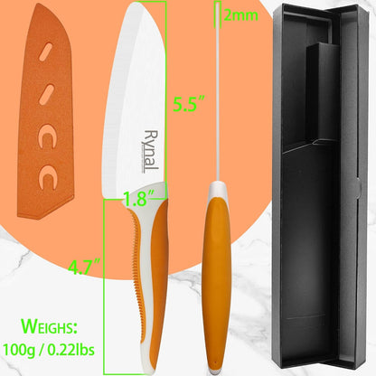 Ceramic Knife - 5.5" Chef'S Santoku Knife - Light, Precise, Sharp Ceramic Kitchen Knife with Cover & Soft Grip7