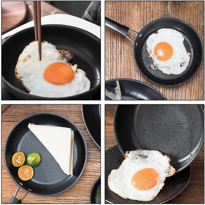 4.7Inch Mini Non-Tick Egg Pan, One Egg Frying Pan, Gas/Induction Small Pan with Handle Compatible for Omelet, Pancake & Camping, RV Use(Color:Black)5