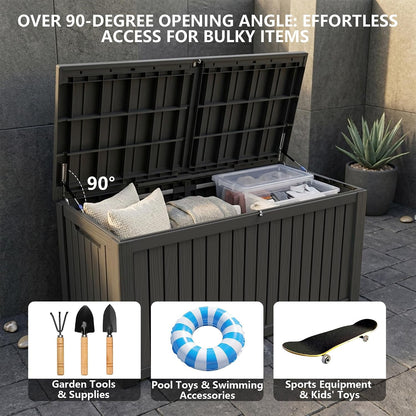 Outdoor Storage Box, 200 Gallon Waterproof Deck Box [Upgraded 3.0], Premium Hydraulic Cushion Storage Chest, High-Load Lockable Two-Seater Patio Storage Bench, Large Country Estate, Black7