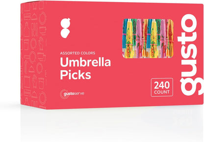 Drink Cocktail Umbrella Picks [240 Count] Assorted Tropical Colors | Sturdy Wood & Durable Paper, Easy Fold-Out Design, Mini, Drinks, Appetizers, Desserts, Parties6
