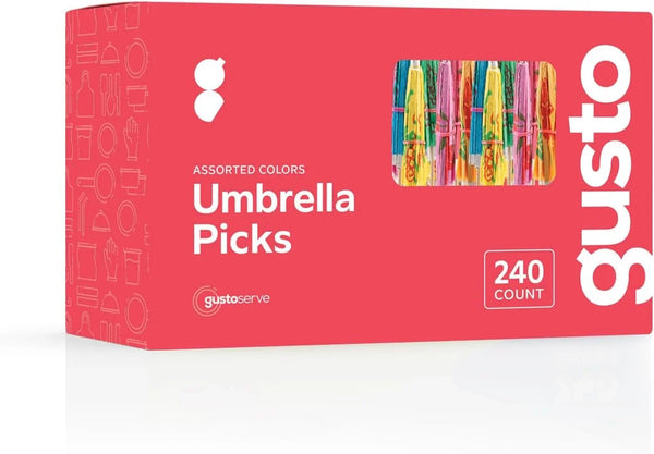Drink Cocktail Umbrella Picks [240 Count] Assorted Tropical Colors | Sturdy Wood & Durable Paper, Easy Fold-Out Design, Mini, Drinks, Appetizers, Desserts, Parties6