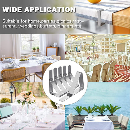 12 Pack Tablecloth Clips- Picnic Table Cloth Clips- Stainless Steel Table Cloth Cover Clamps- Table Clips for Restaurant Picnics Marquees Weddings Graduation Party- Fits up to 1.7” Thick Tables8