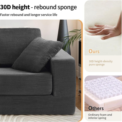 Modular Sectional Sofa, Modern Modular Sofa Couch with Deep Seat，Comfy Cloud Couch, Sectional Couches for Living Room, Bedroom and Apartment，2-Seater，Dark Grey6