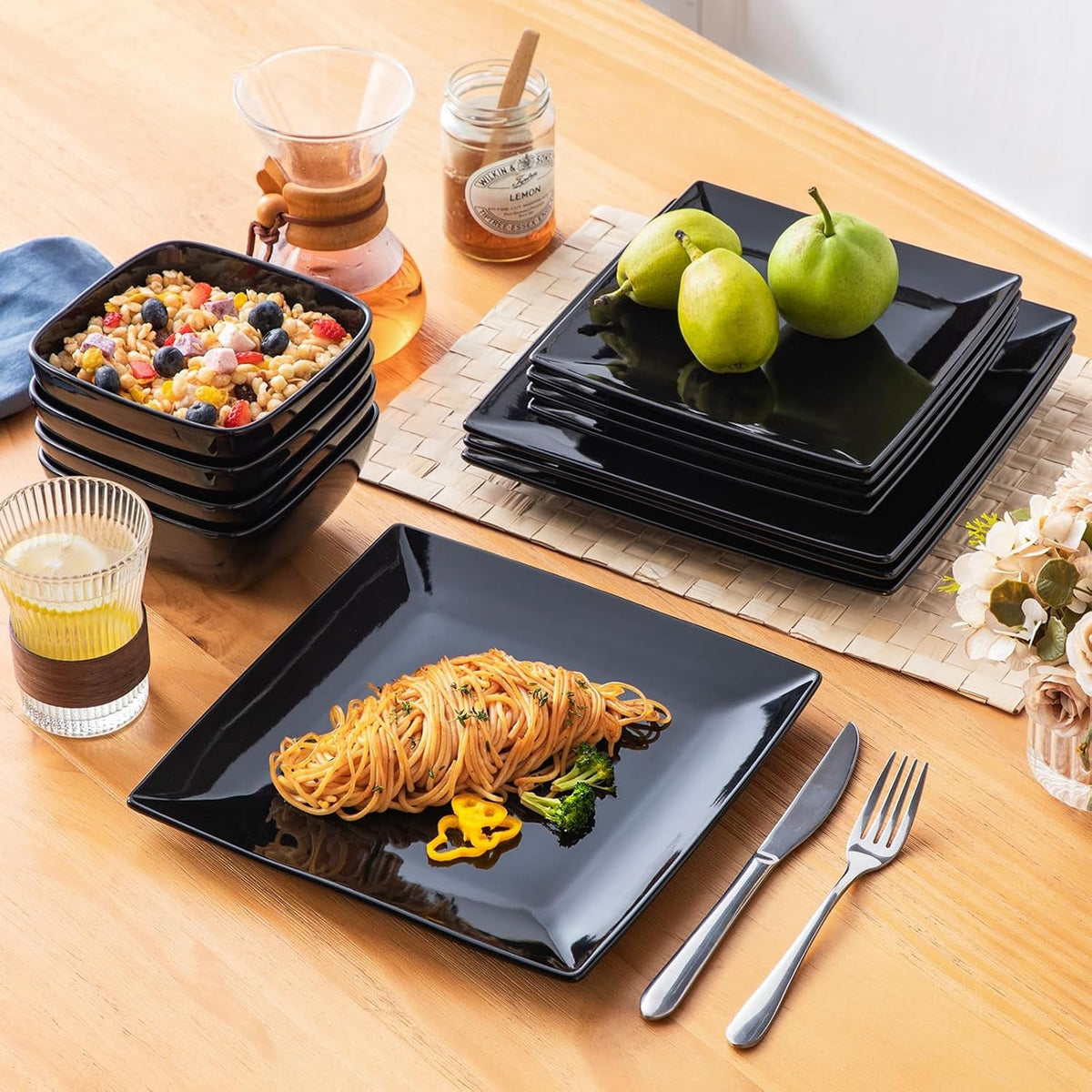 soho-dinnerware-sets-12-pieces-black-stoneware-square-place-setting-plates-and-bowls-sets-dinner-plate-dishes-set-for-4