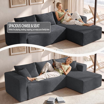 93" Boneless Couch, Modular Sectional Sofa for Living Room - Grey4