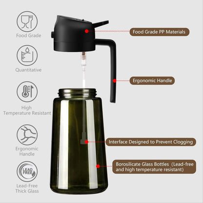 Olive Oil Sprayer for Cooking 16Oz/470Ml | Glass Light-Proof Oil Pourer for Kitchen with Stickers for Air Fryer, Cooking, Salad, BBQ with Stickers5